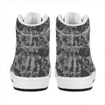 Grey Digital Camo Pattern Print High Top Leather Sneakers