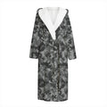 Grey Digital Camo Pattern Print Hooded Bathrobe