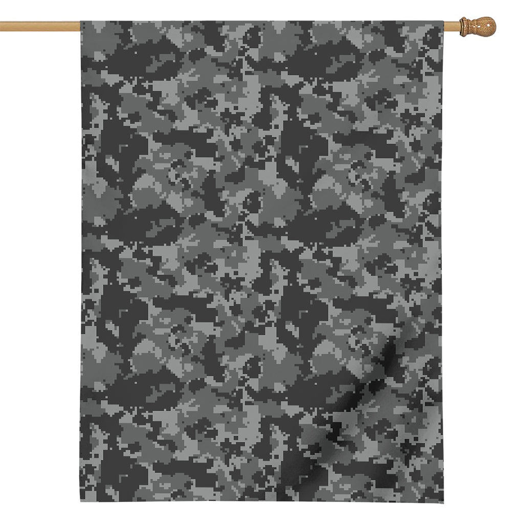 Grey Digital Camo Pattern Print House Flag