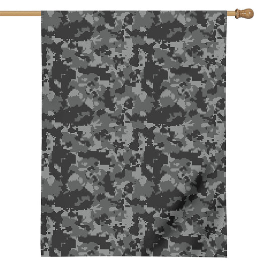 Grey Digital Camo Pattern Print House Flag