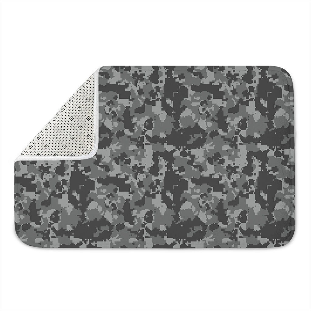 Grey Digital Camo Pattern Print Indoor Door Mat