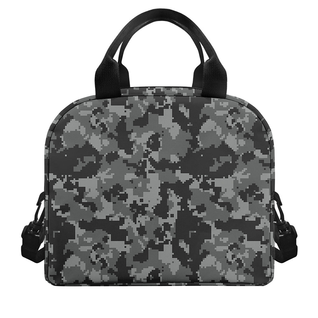 Grey Digital Camo Pattern Print Insulated Lunch Bag