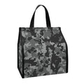 Grey Digital Camo Pattern Print Insulated Lunch Tote