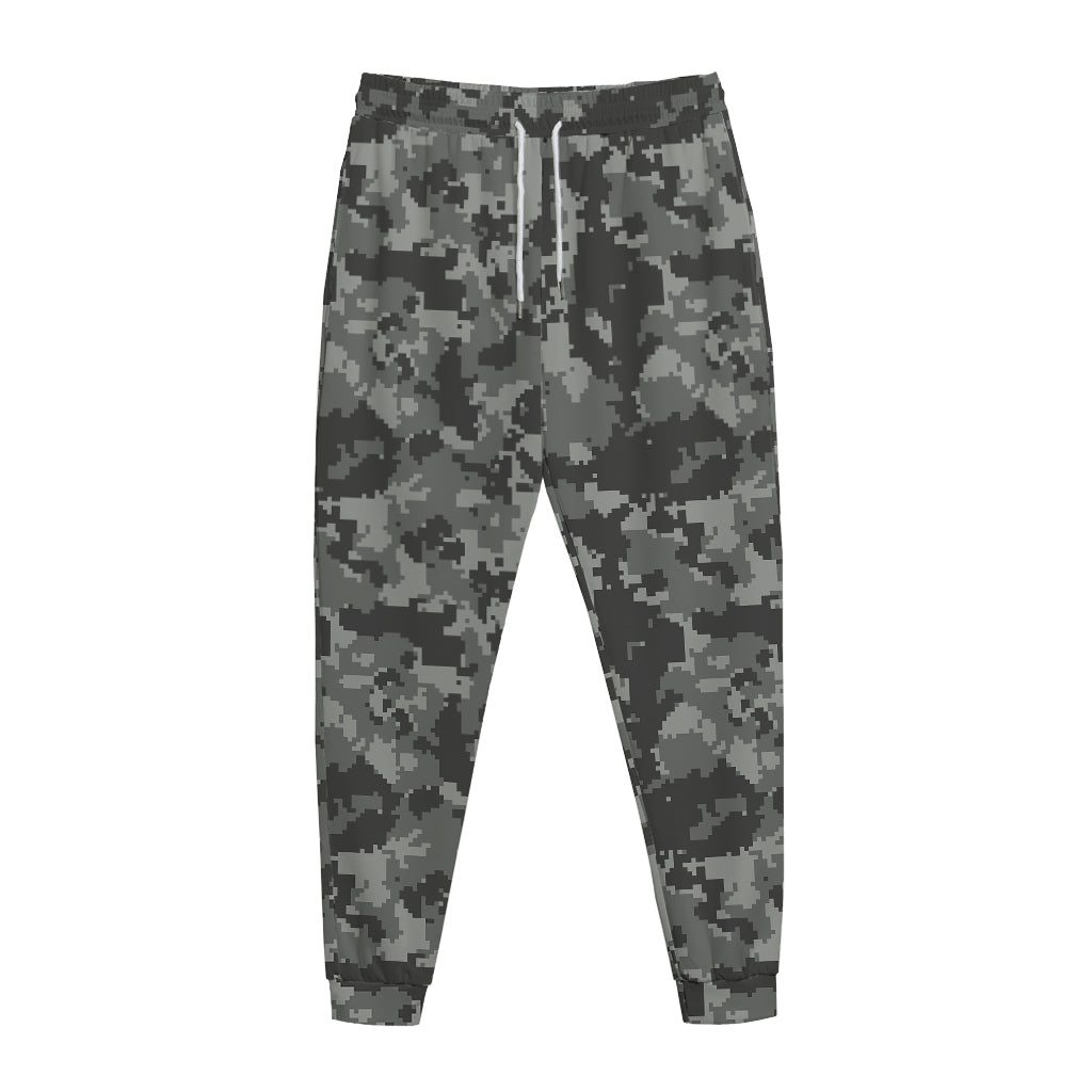 Grey Digital Camo Pattern Print Jogger Pants