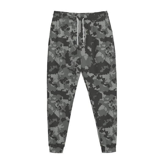 Grey Digital Camo Pattern Print Jogger Pants