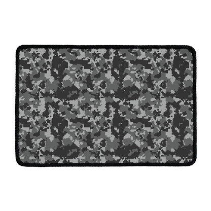 Grey Digital Camo Pattern Print Kitchen Mat