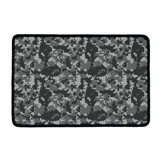Grey Digital Camo Pattern Print Kitchen Mat