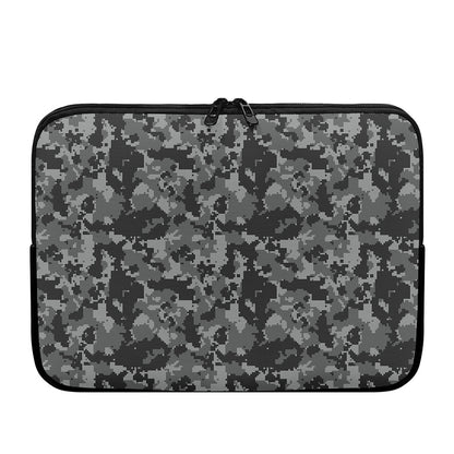 Grey Digital Camo Pattern Print Laptop Sleeve