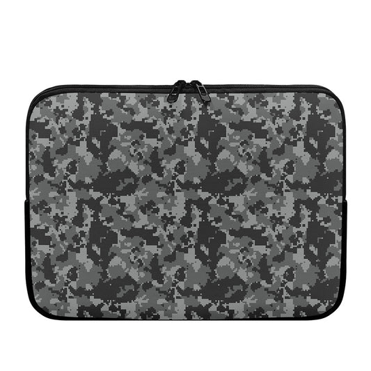 Grey Digital Camo Pattern Print Laptop Sleeve