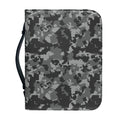 Grey Digital Camo Pattern Print Leather Bible Cover