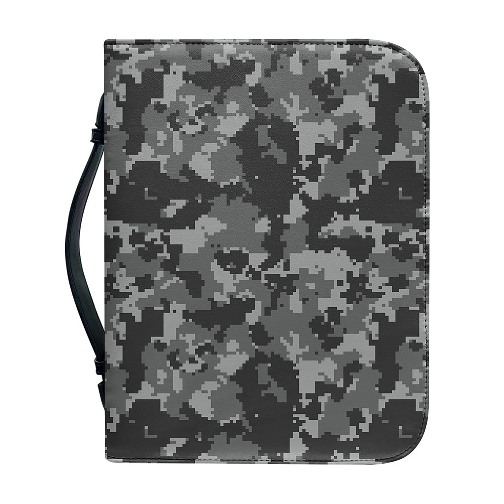 Grey Digital Camo Pattern Print Leather Bible Cover