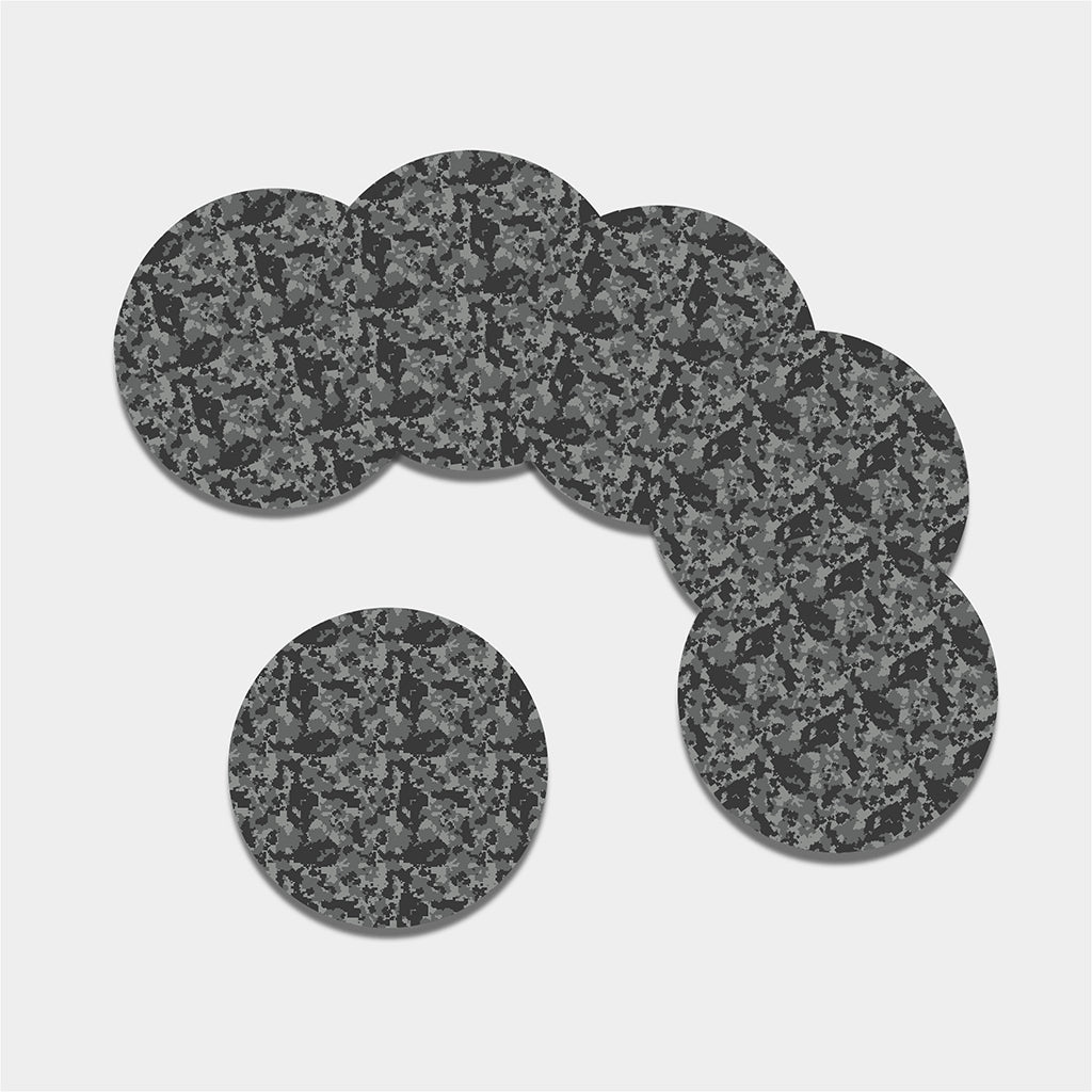 Grey Digital Camo Pattern Print Leather Coaster Set