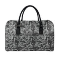 Grey Digital Camo Pattern Print Leather Duffel Bag