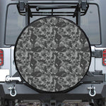 Grey Digital Camo Pattern Print Leather Spare Tire Cover