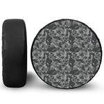 Grey Digital Camo Pattern Print Leather Spare Tire Cover