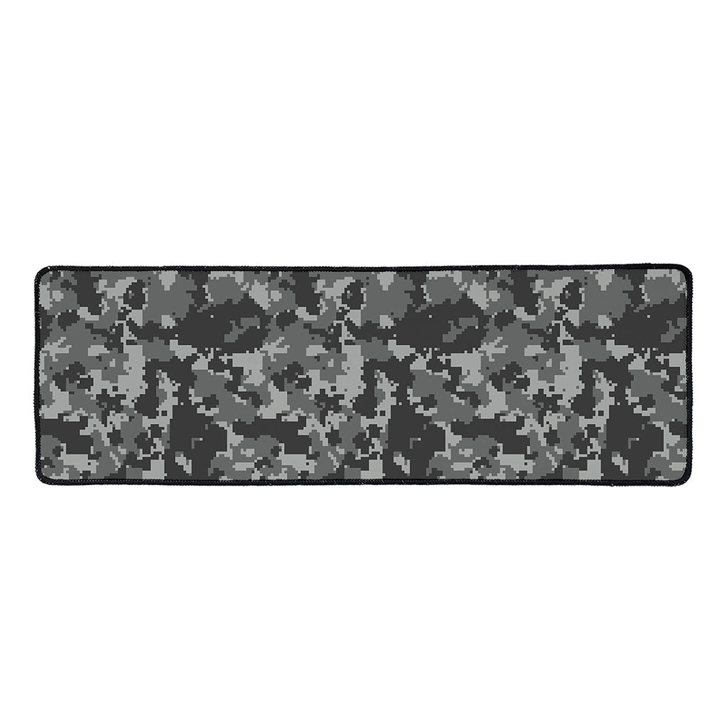 Grey Digital Camo Pattern Print Long Kitchen Mat