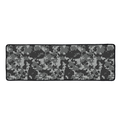 Grey Digital Camo Pattern Print Long Kitchen Mat