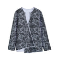 Grey Digital Camo Pattern Print Long Sleeve Short Coat