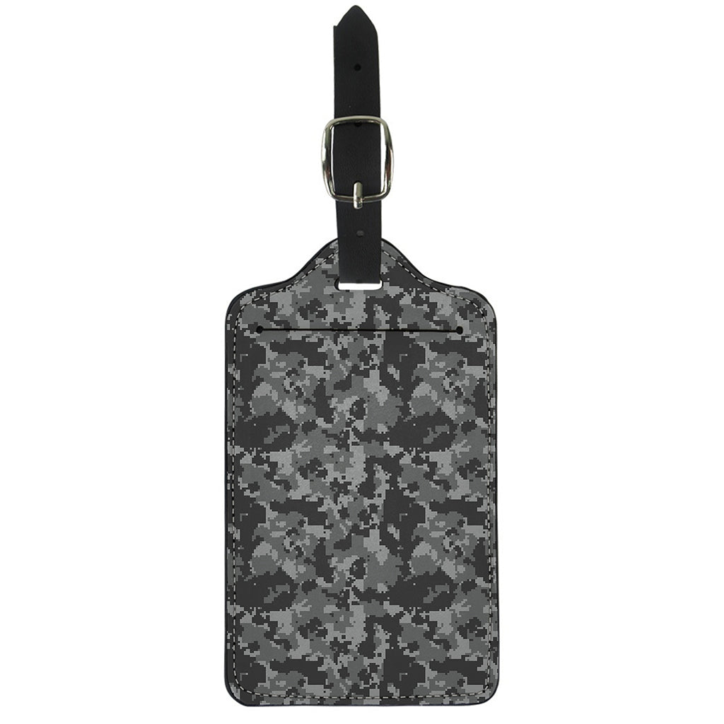 Grey Digital Camo Pattern Print Luggage Tag