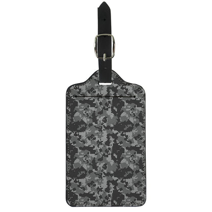 Grey Digital Camo Pattern Print Luggage Tag