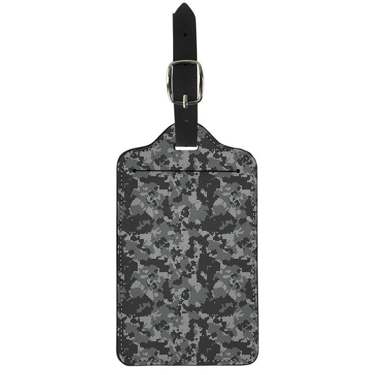 Grey Digital Camo Pattern Print Luggage Tag