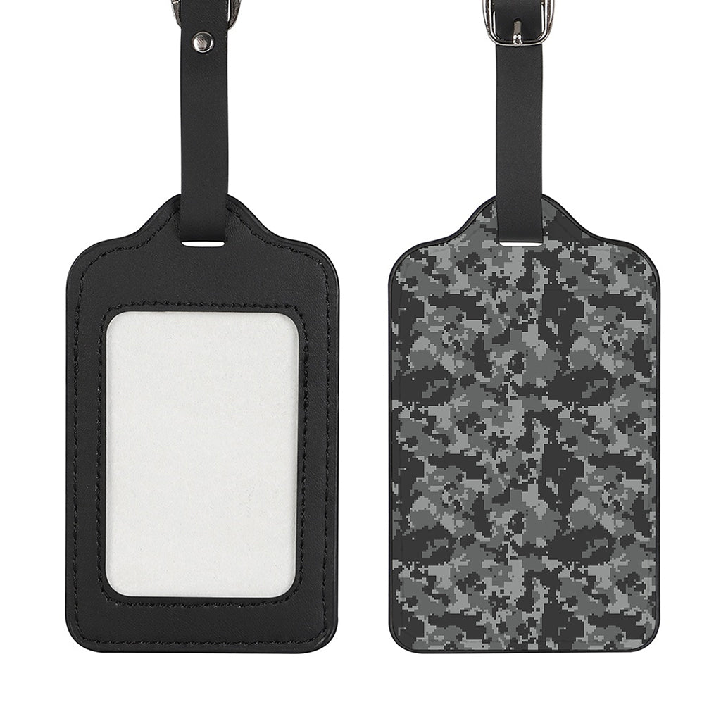 Grey Digital Camo Pattern Print Luggage Tag