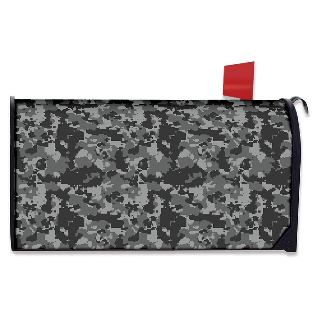 Grey Digital Camo Pattern Print Mailbox Cover