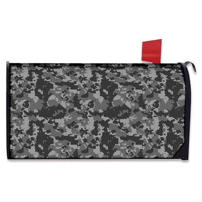 Grey Digital Camo Pattern Print Mailbox Cover