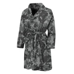 Grey Digital Camo Pattern Print Men's Bathrobe