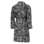 Grey Digital Camo Pattern Print Men's Bathrobe