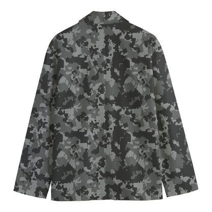Grey Digital Camo Pattern Print Men's Blazer