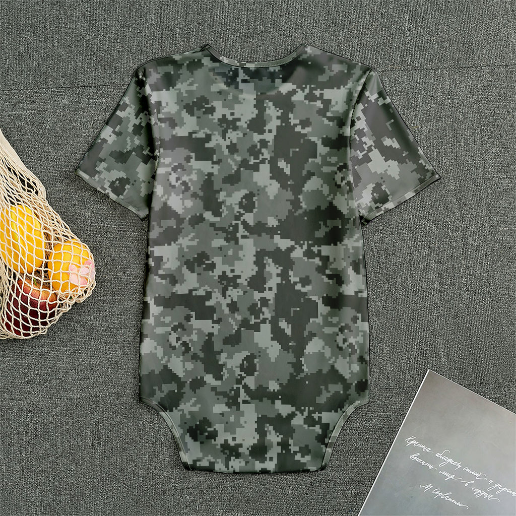 Grey Digital Camo Pattern Print Men's Bodysuit