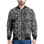 Grey Digital Camo Pattern Print Men's Bomber Jacket