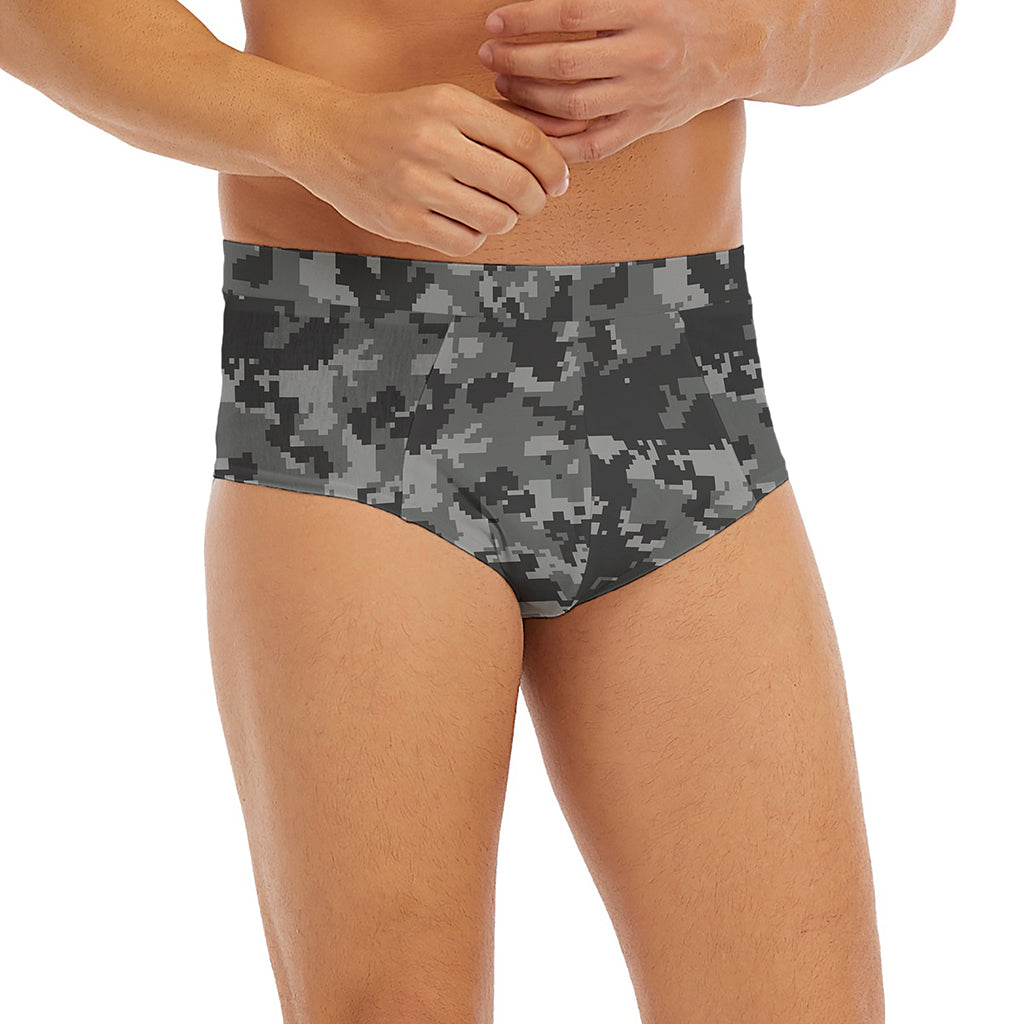Grey Digital Camo Pattern Print Men's Briefs