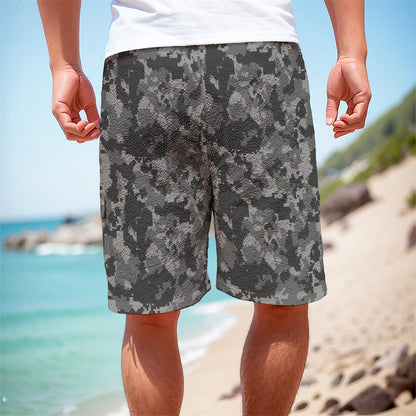 Grey Digital Camo Pattern Print Men's Cargo Shorts