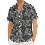 Grey Digital Camo Pattern Print Men's Deep V-Neck Shirt