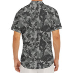 Grey Digital Camo Pattern Print Men's Deep V-Neck Shirt