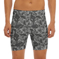 Grey Digital Camo Pattern Print Men's Long Boxer Briefs