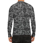 Grey Digital Camo Pattern Print Men's Long Sleeve Rash Guard