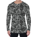 Grey Digital Camo Pattern Print Men's Long Sleeve T-Shirt