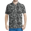 Grey Digital Camo Pattern Print Men's Polo Shirt