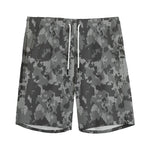 Grey Digital Camo Pattern Print Men's Sports Shorts