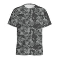 Grey Digital Camo Pattern Print Men's Athletic T-Shirt
