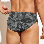 Grey Digital Camo Pattern Print Men's Swim Briefs