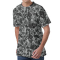 Grey Digital Camo Pattern Print Men's Velvet T-Shirt