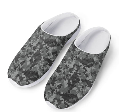 Grey Digital Camo Pattern Print Mesh Casual Shoes