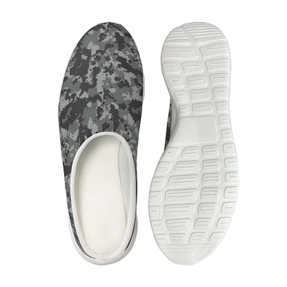 Grey Digital Camo Pattern Print Mesh Casual Shoes