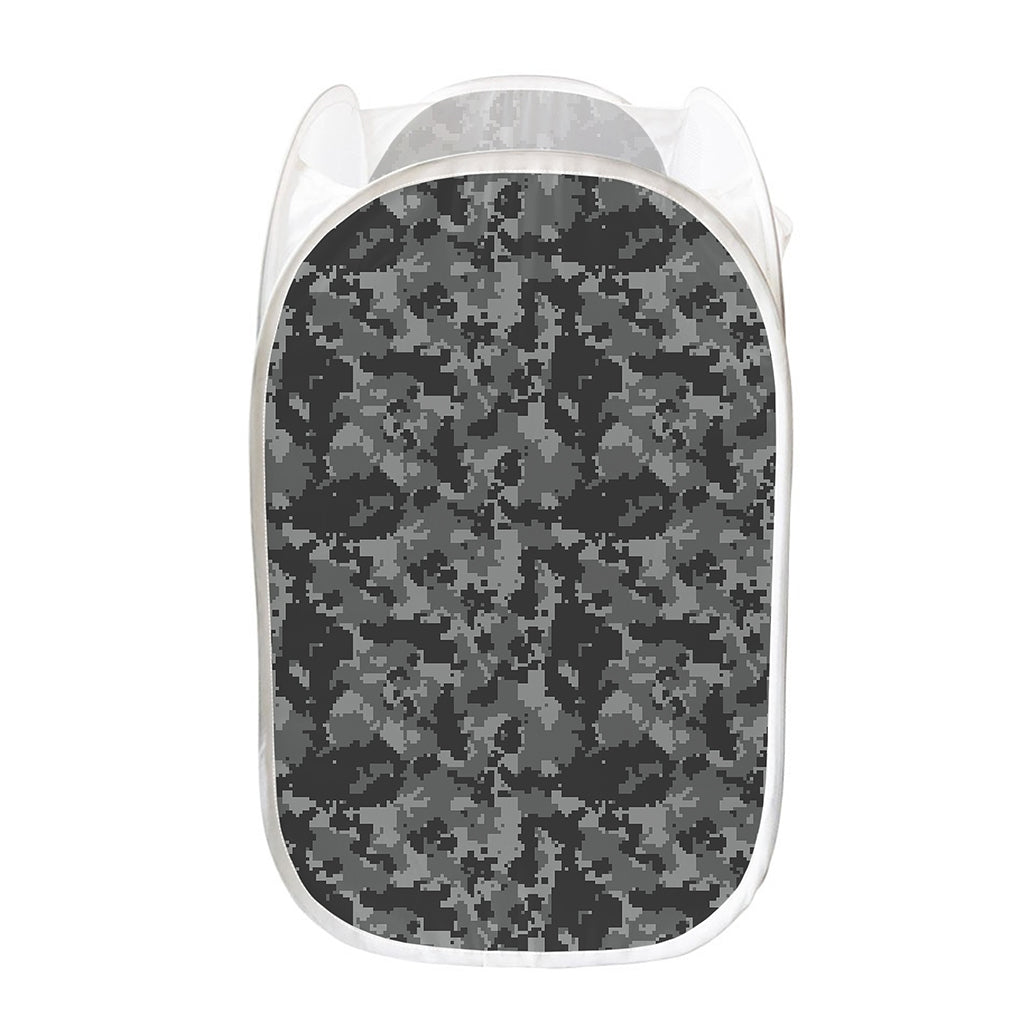 Grey Digital Camo Pattern Print Mesh Laundry Hamper