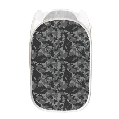 Grey Digital Camo Pattern Print Mesh Laundry Hamper