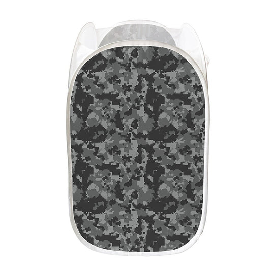 Grey Digital Camo Pattern Print Mesh Laundry Hamper
